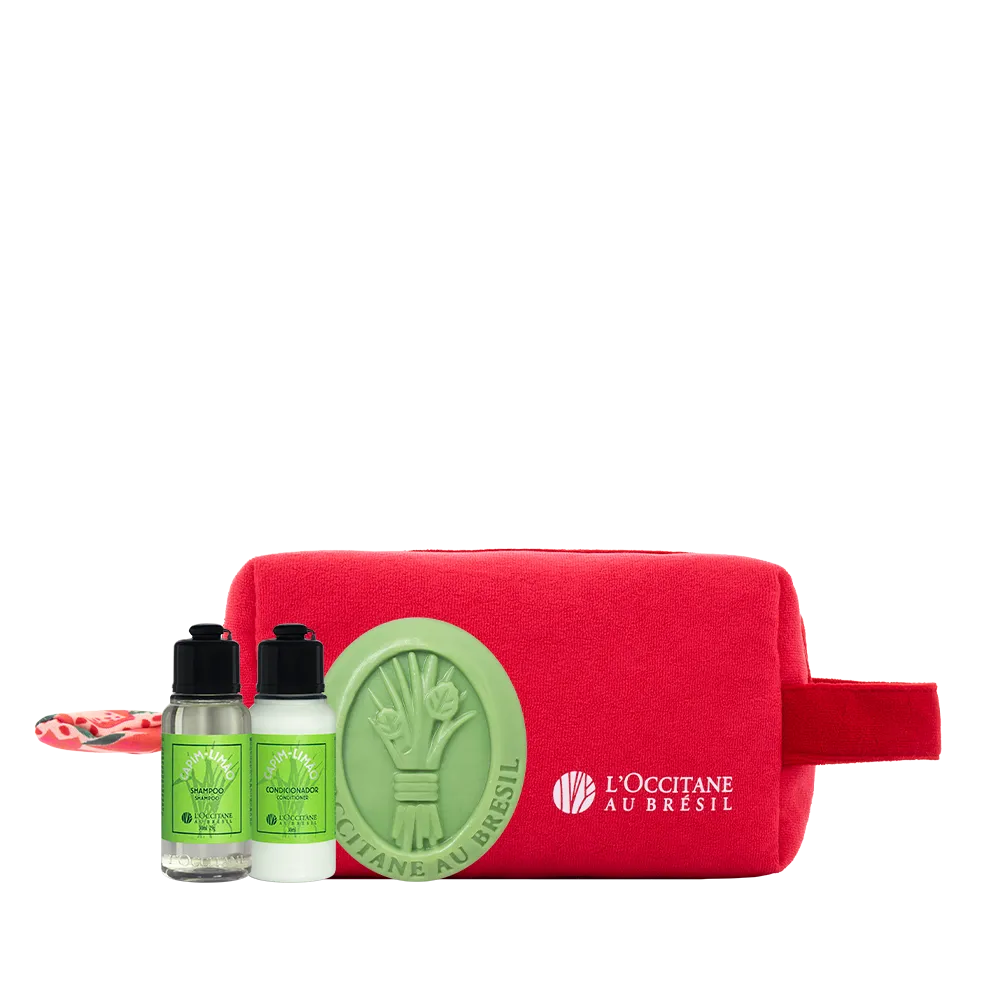 Kit Capim-Limão: Sabonete, Shampoo, Condicionador e Nécessaire (VAL. 12/2026)
